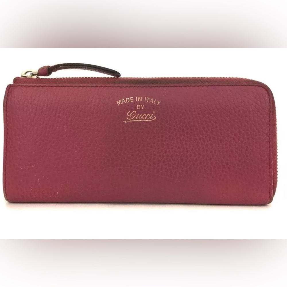 Authentic GUCCI Swing Leather Zippy Long Wallet Pink